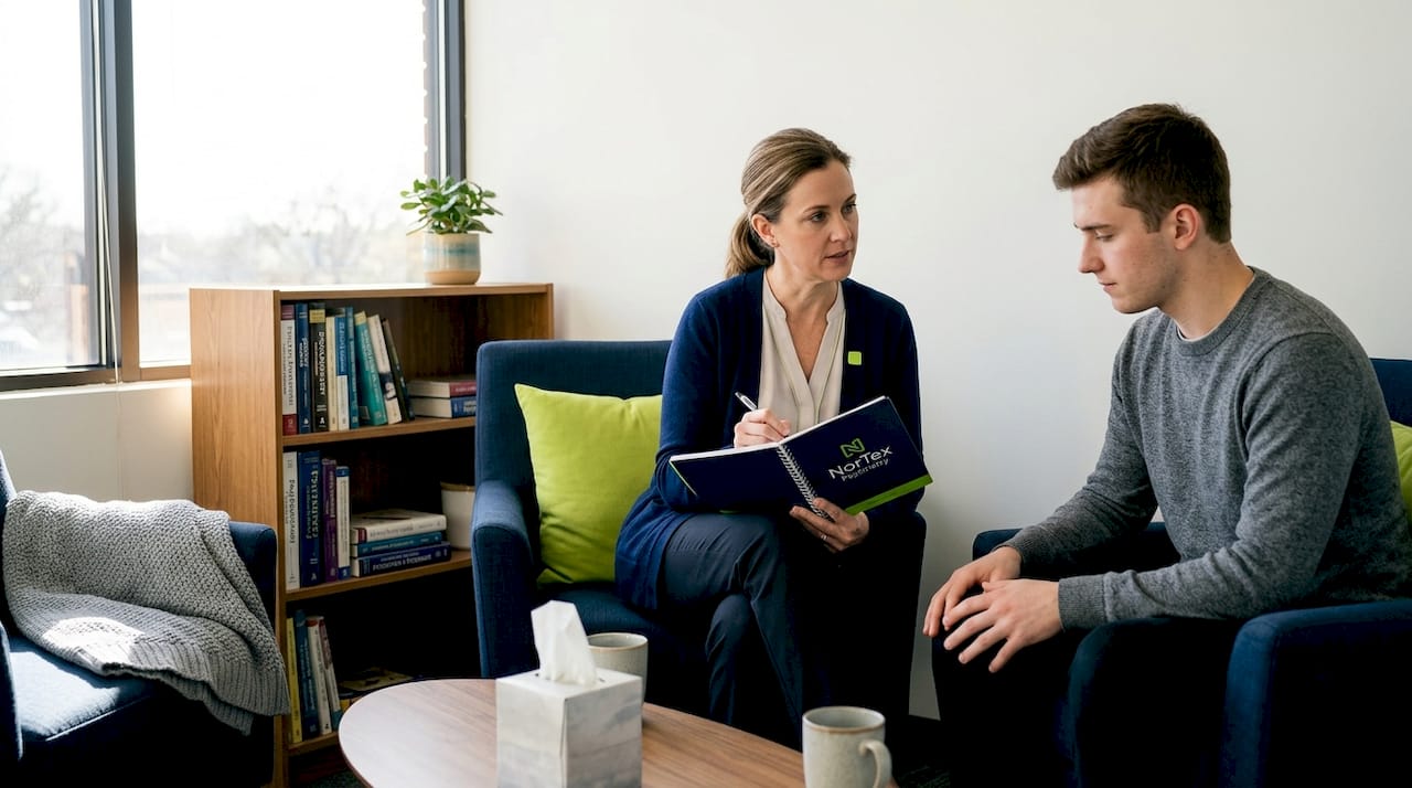 Therapist and client in counseling session