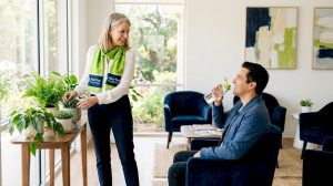 Psychiatrist and patient in welcoming clinic office