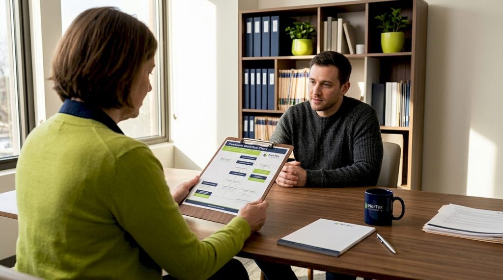 Psychiatrist discusses treatment plan with patient