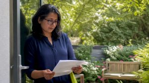Mental health provider reviewing patient notes