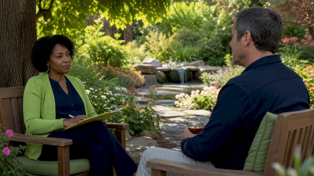 Psychiatrist and patient in therapy session