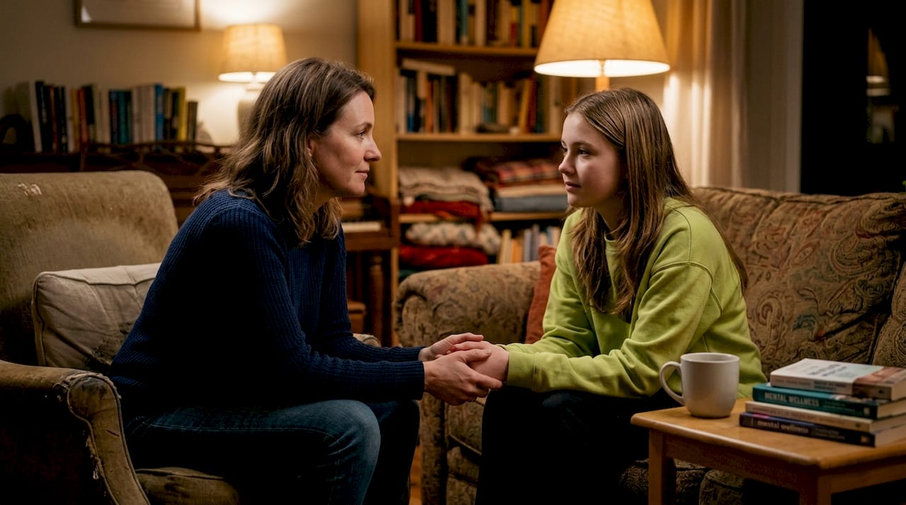 Mother supporting teenage daughter at home