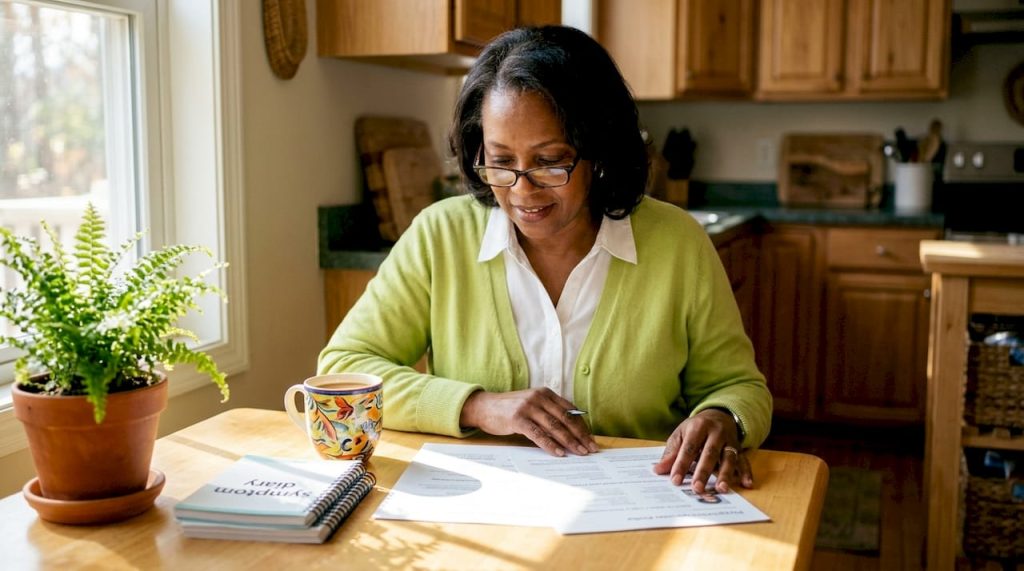 Woman reviewing psychiatric provider profiles