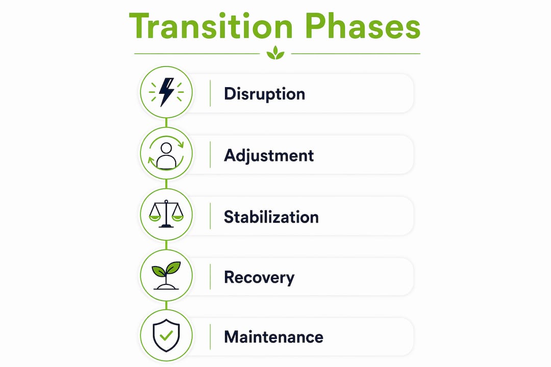 Infographic showing mental health transition phases