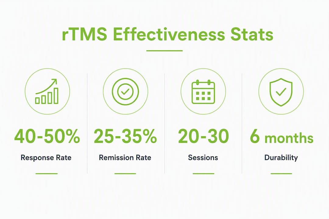 Infographic showing rTMS clinical effectiveness statistics