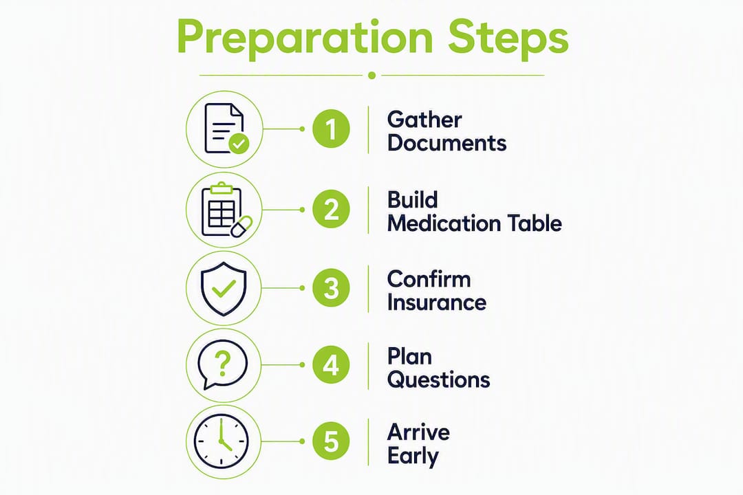 Infographic checklist for psychiatric appointment preparation