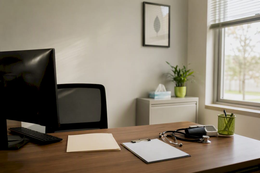 Empty primary care psychiatry collaborative workspace