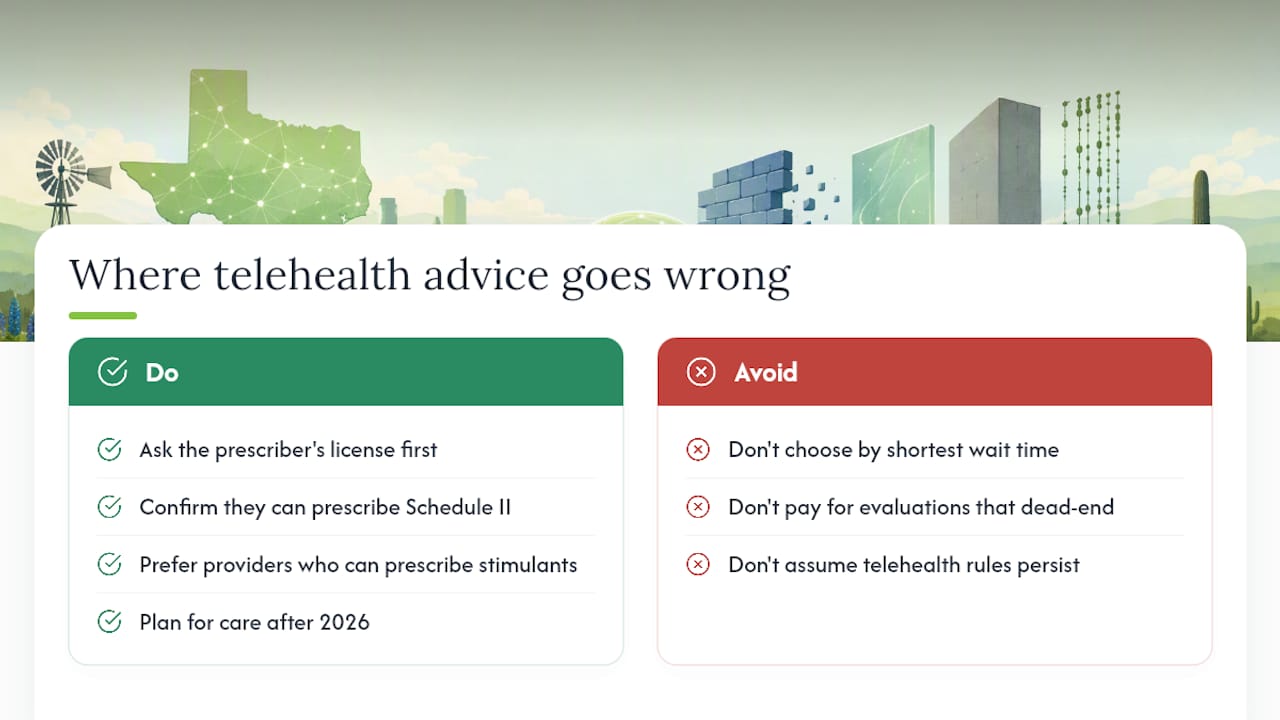 Where Telehealth ADHD Advice Usually Goes Wrong — overview diagram