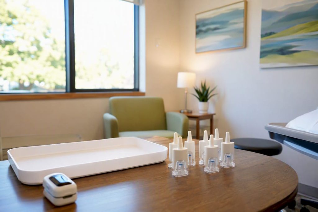 Spravato nasal spray devices on clinical tray