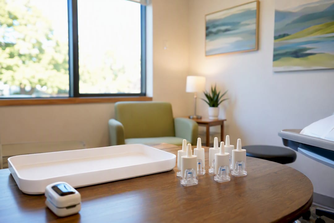 Spravato nasal spray devices on clinical tray
