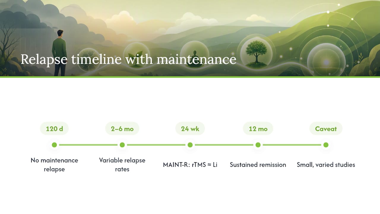 Timeline of maintenance TMS relapse evidence