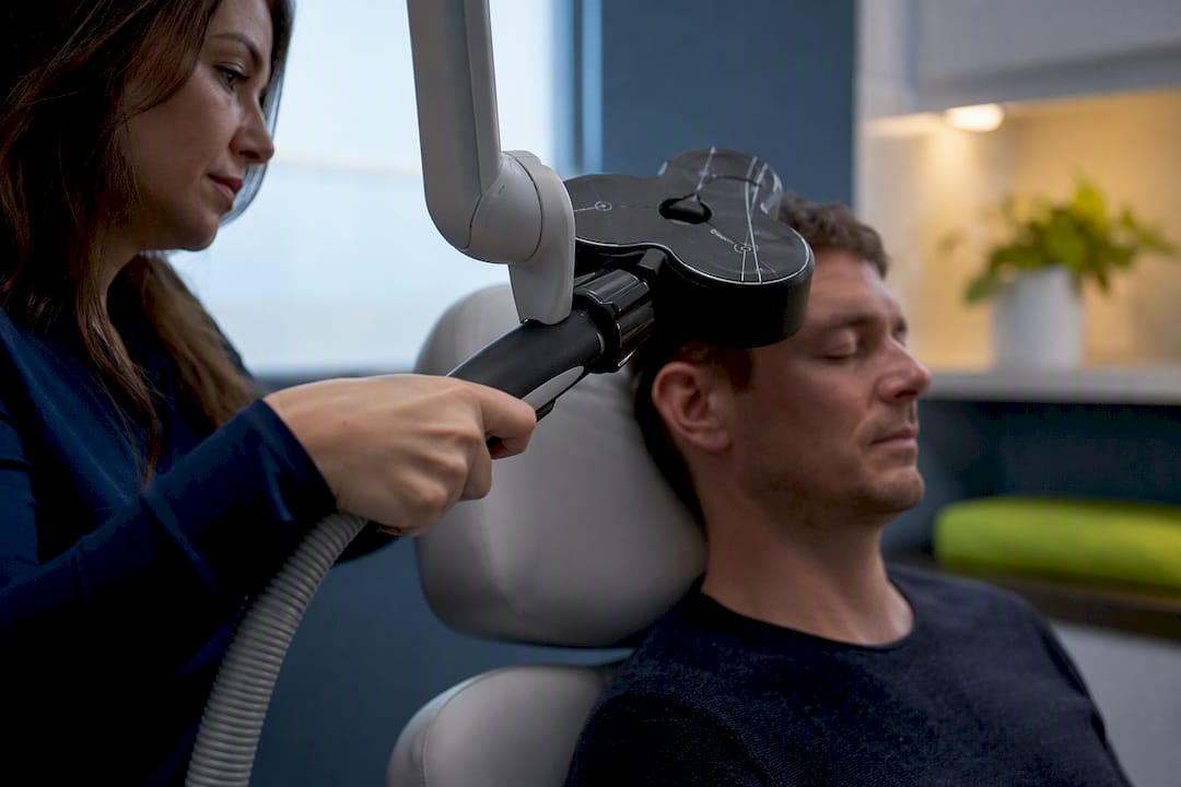 Clinician positioning TMS treatment coil
