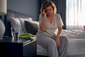 Woman waking after a night sweat