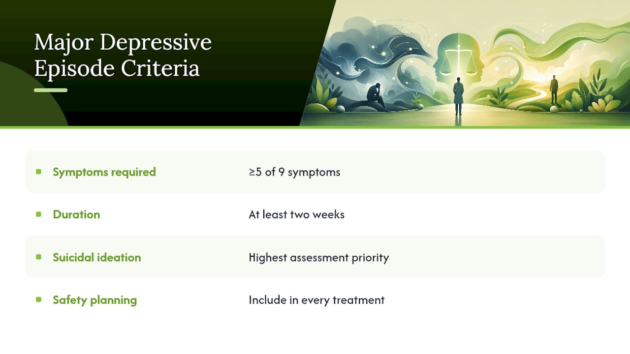 Major depressive episode criteria and safety concern