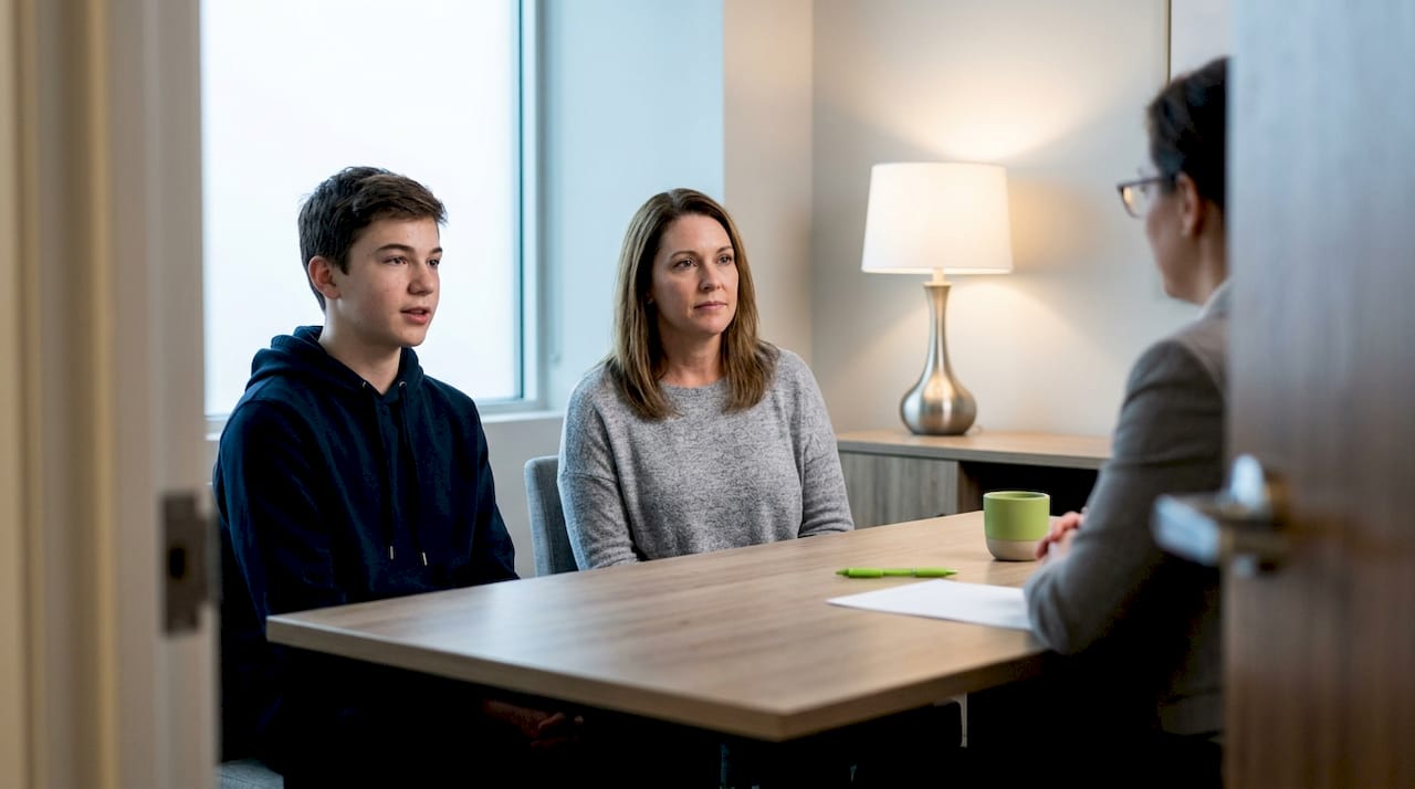 Parent and teen during ADHD evaluation