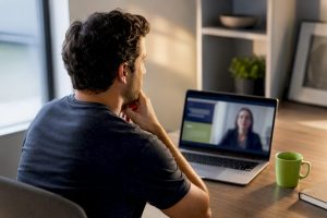 Adult participating in telehealth ADHD evaluation
