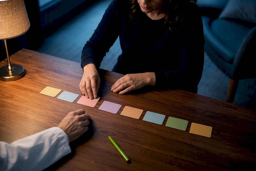 Patient preparing a mental health history timeline