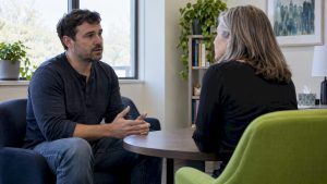 Clinician listening during mental health assessment