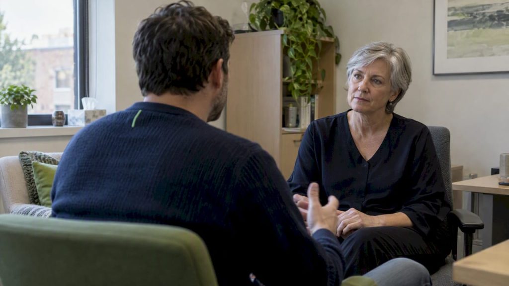 Patient discussing sleep treatment with psychiatrist