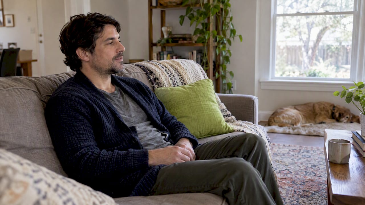 Patient resting at home after ketamine treatment