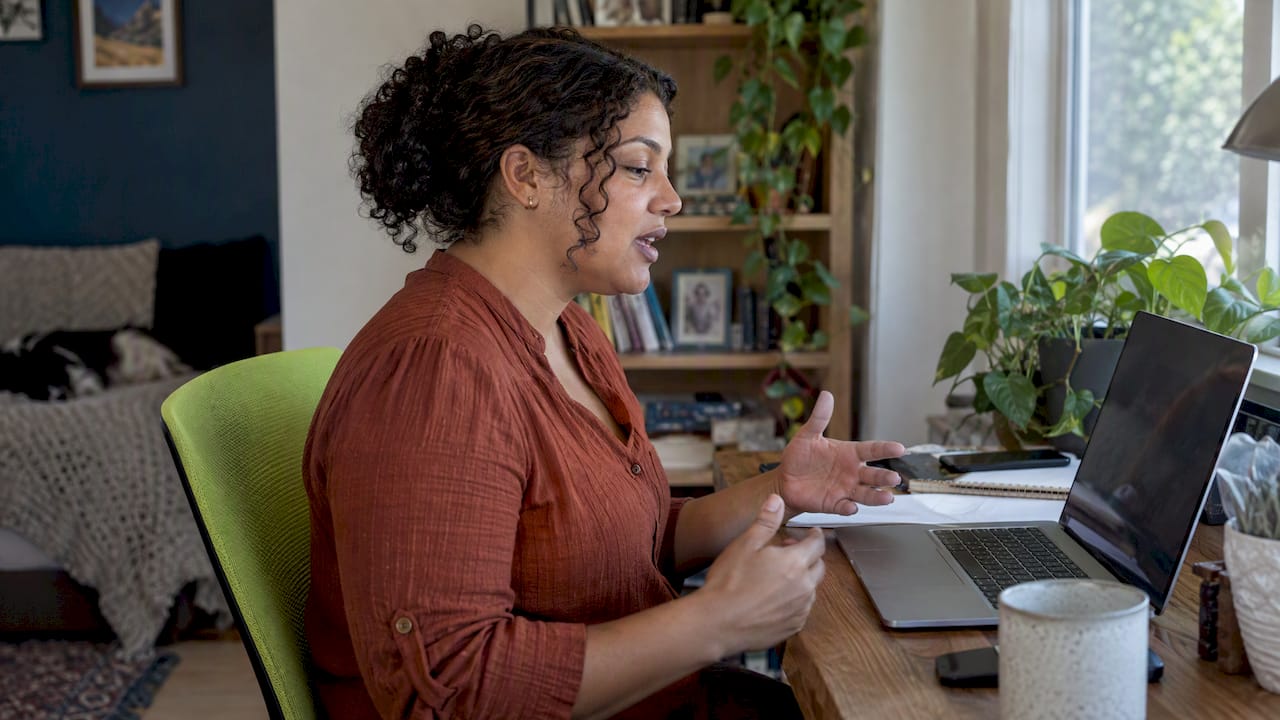 Woman attending an ADHD evaluation by video