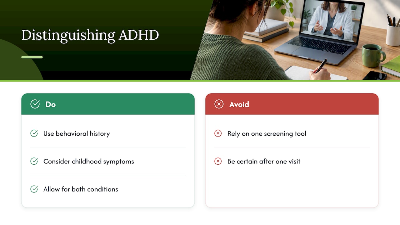 How we tell ADHD from anxiety, depression, and poor sleep — overview diagram