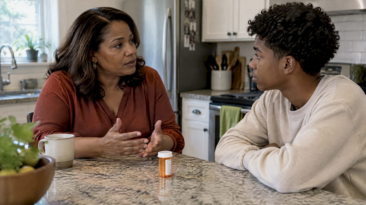 Mother and teen discussing anxiety medication